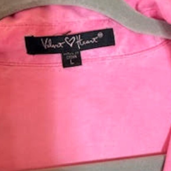 Velvet Heart Hot Pink Button Down Long Sleeve Blouse Shirt Size Large - Picture 10 of 11